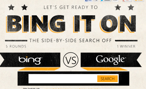 Keyword searches bing and google side by side